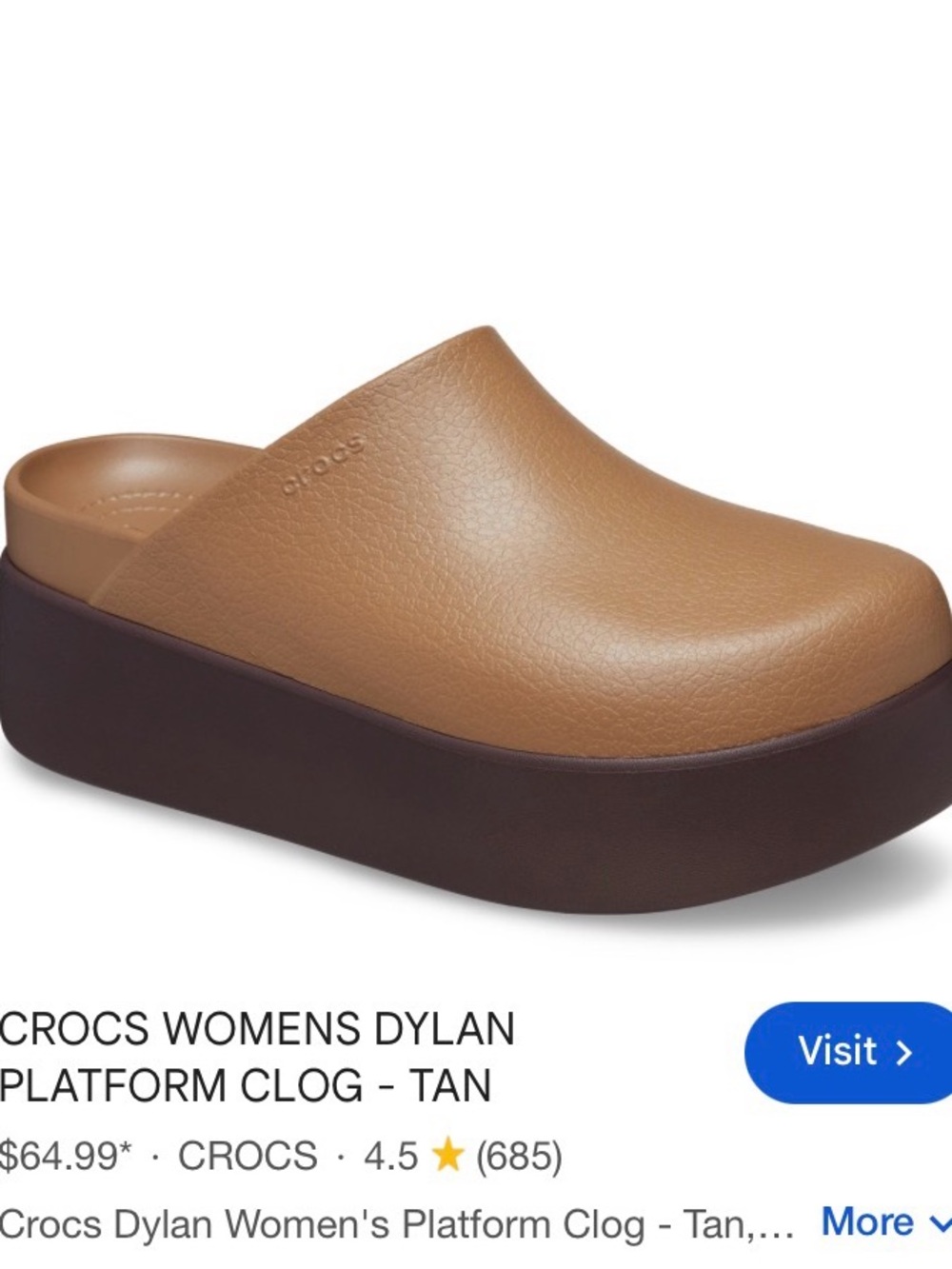 CROCS Women’s Tan Platform Clog Mule sepia color - Picture 3 of 11